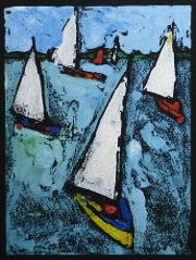 Sailing by mono print art classes in Cambridge